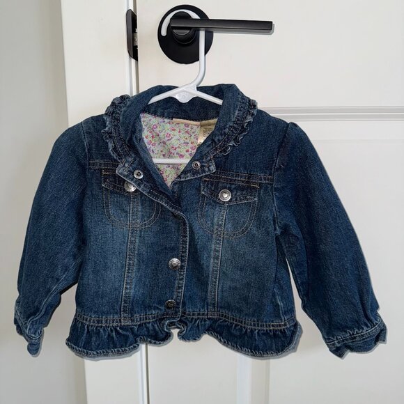 Toddler Girls 2T Denim Jean Jacket with Ruffles - Picture 1 of 3